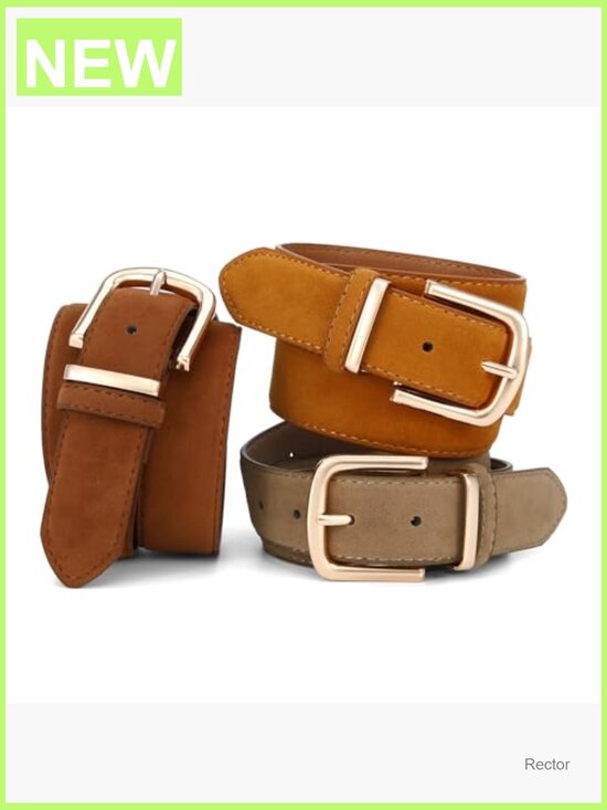 Women\'s Suede Chunky Belt with Gold Buckle for Jeans Dresses 1.3\